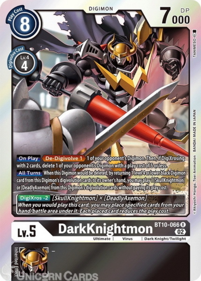 BT10 066 DarkKnightmon Rare Mint Digimon Card Unicorn Cards YuGiOh 