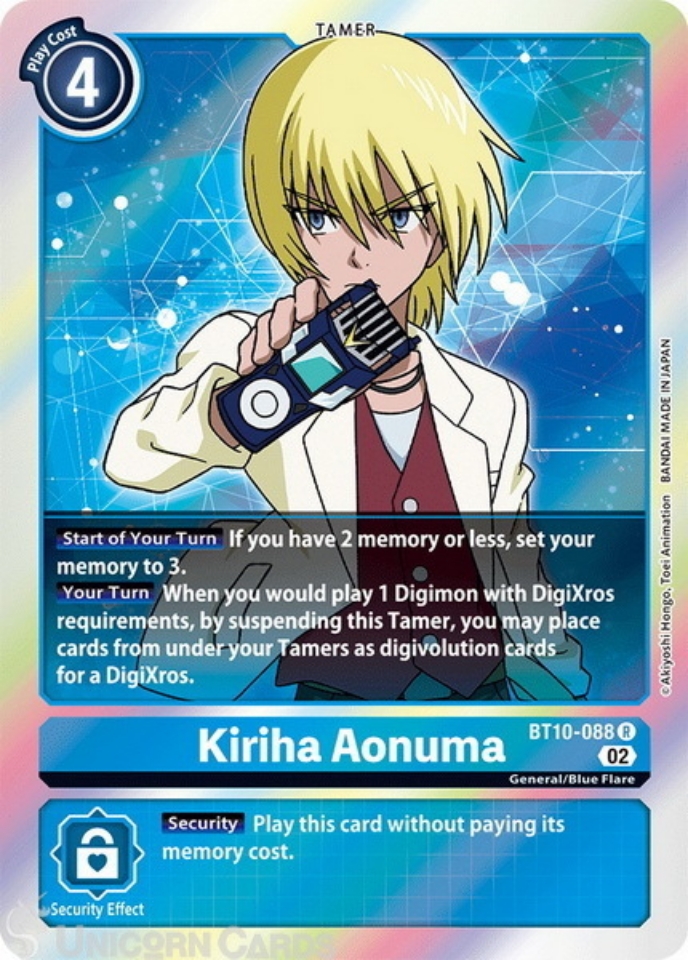 BT10 088 Kiriha Aonuma Rare Mint Digimon Card Unicorn Cards YuGiOh 