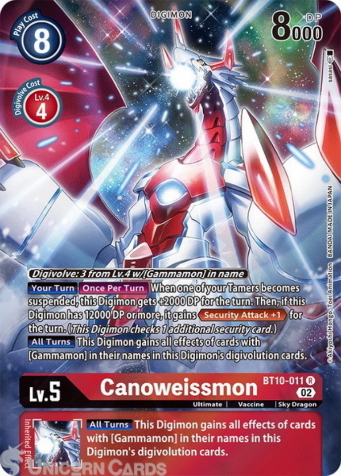 BT10011 Canoweissmon Rare Alternative Art Mint Digimon Card Unicorn