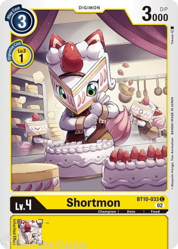 BT10 033 Shortmon Common Mint Digimon Card Unicorn Cards YuGiOh 