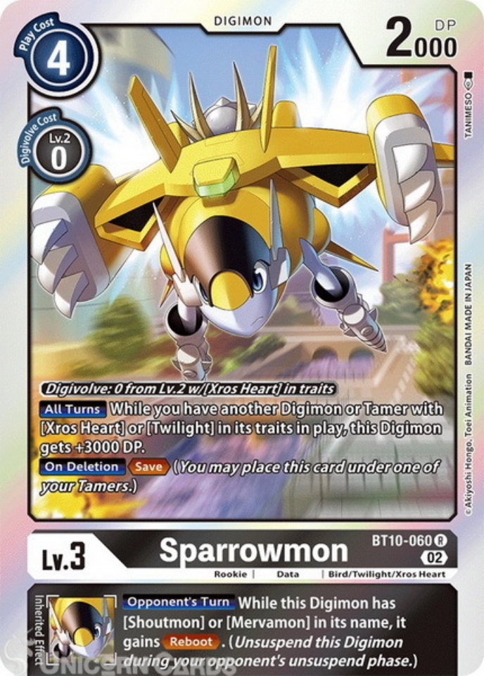 BT10 060 Sparrowmon Rare Mint Digimon Card Unicorn Cards YuGiOh Pokemon Digimon And MTG 
