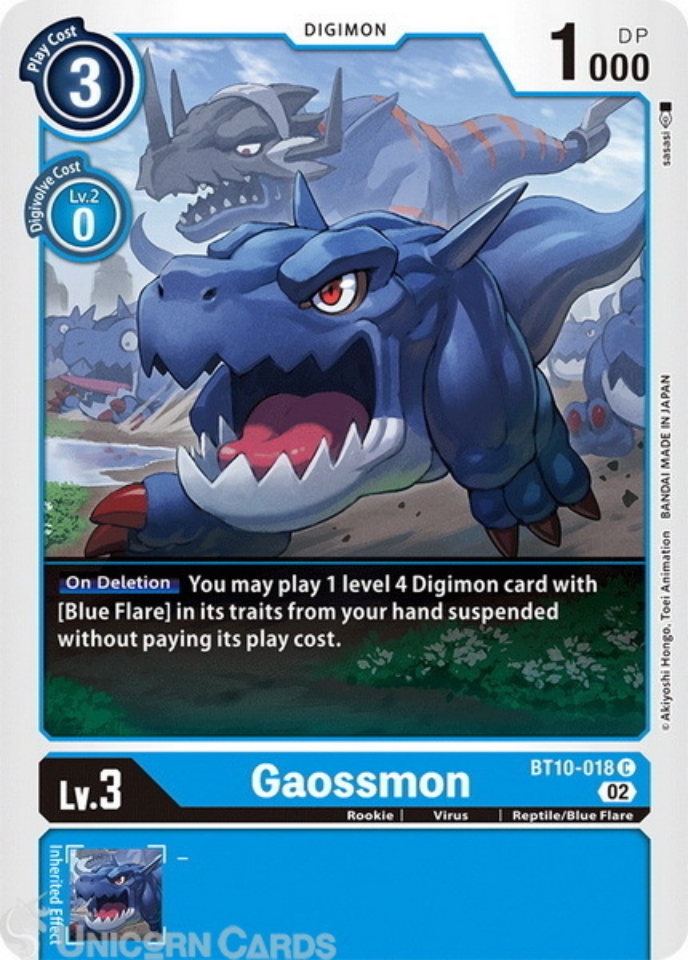 BT10 018 Gaossmon Common Mint Digimon Card Unicorn Cards YuGiOh 