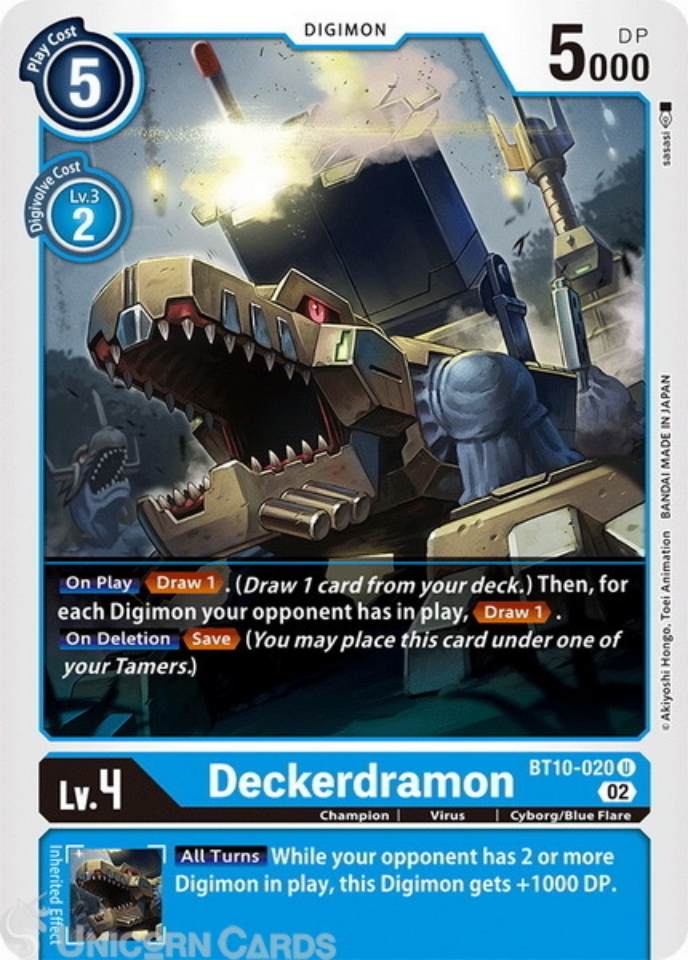 BT10 020 Deckerdramon Uncommon Mint Digimon Card Unicorn Cards 