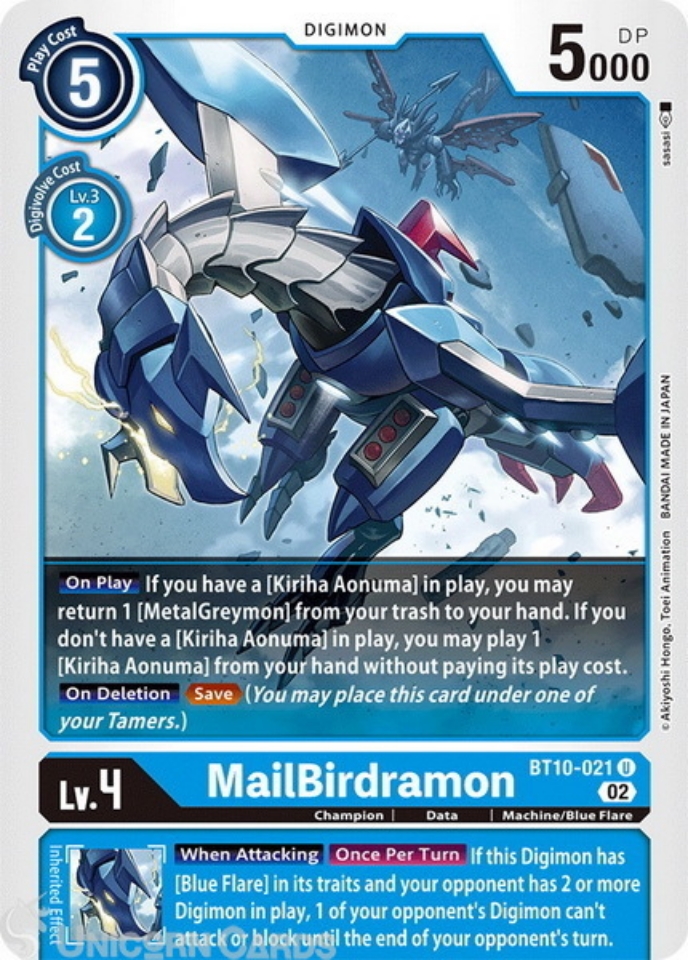 BT10 021 MailBirdamon Uncommon Mint Digimon Card Unicorn Cards 