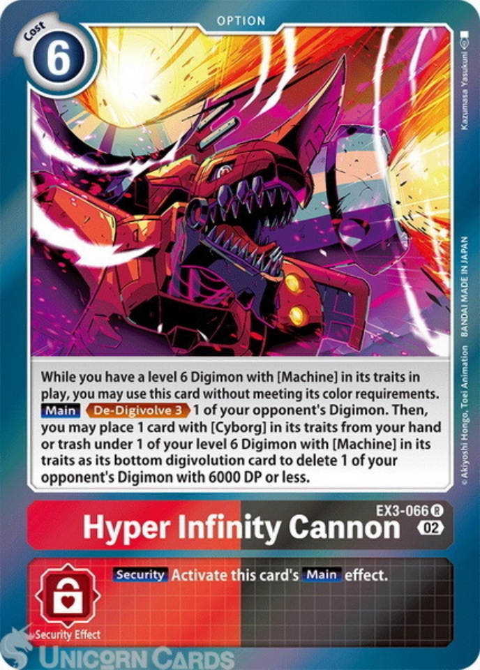 EX3066 Hyper Infinity Cannon Rare Mint Digimon Card Unicorn Cards