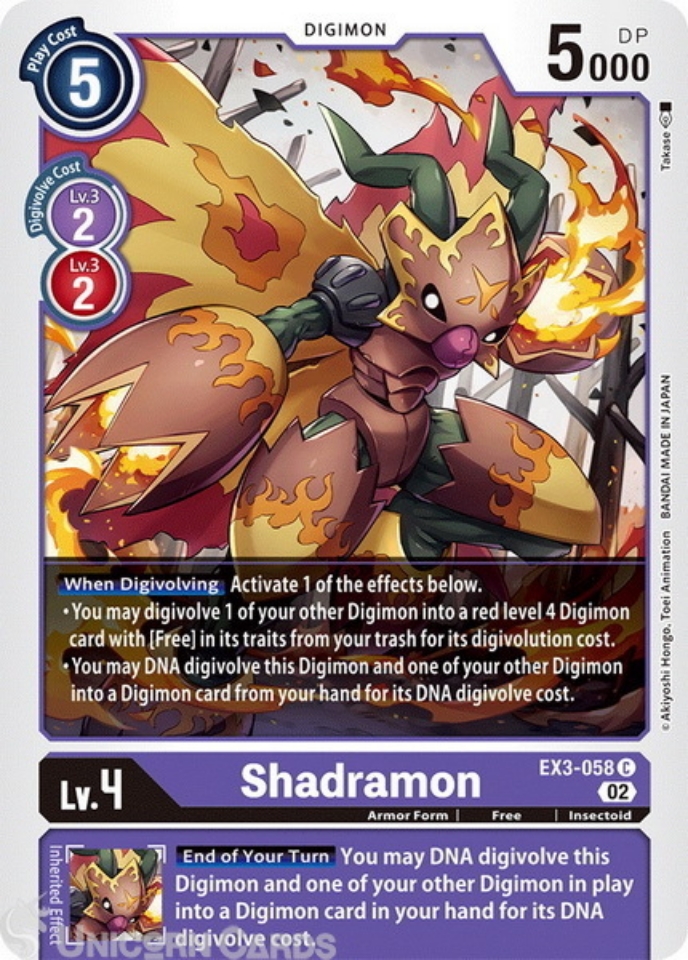 EX3058 Shadramon Common Mint Digimon Card Unicorn Cards YuGiOh