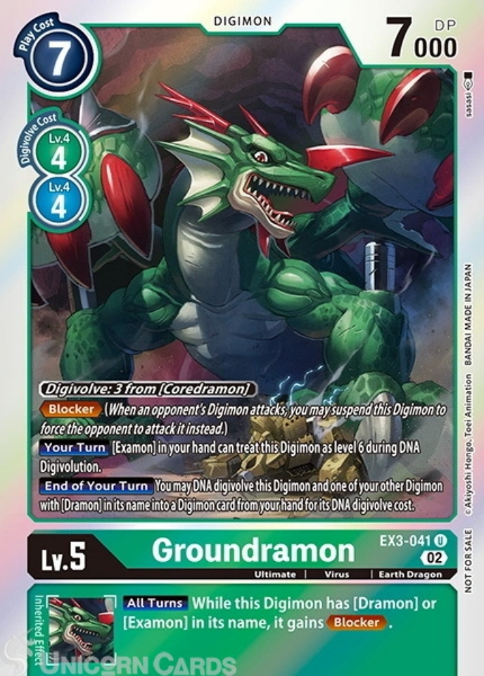 EX3041 Groundramon HOLO FOIL Box Topper Card Mint Digimon
