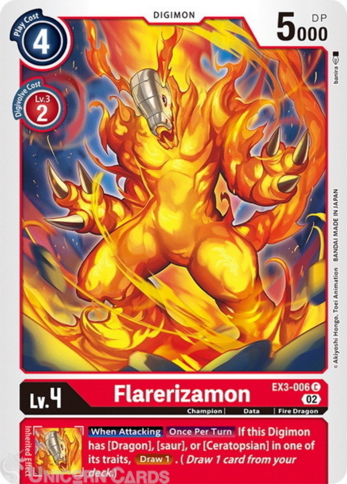 EX3-006 Flarerizamon Common Mint Digimon Card:: Unicorn Cards
