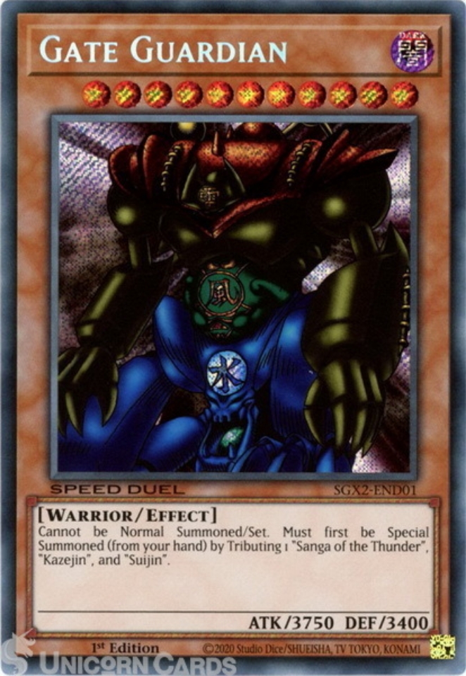 SGX2-END01 Gate Guardian :: Secret Rare 1st Edition Mint YuGiOh