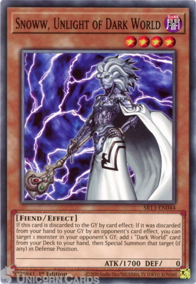 SR13EN044 Snoww, Unlight of Dark World Common 1st Edition Mint