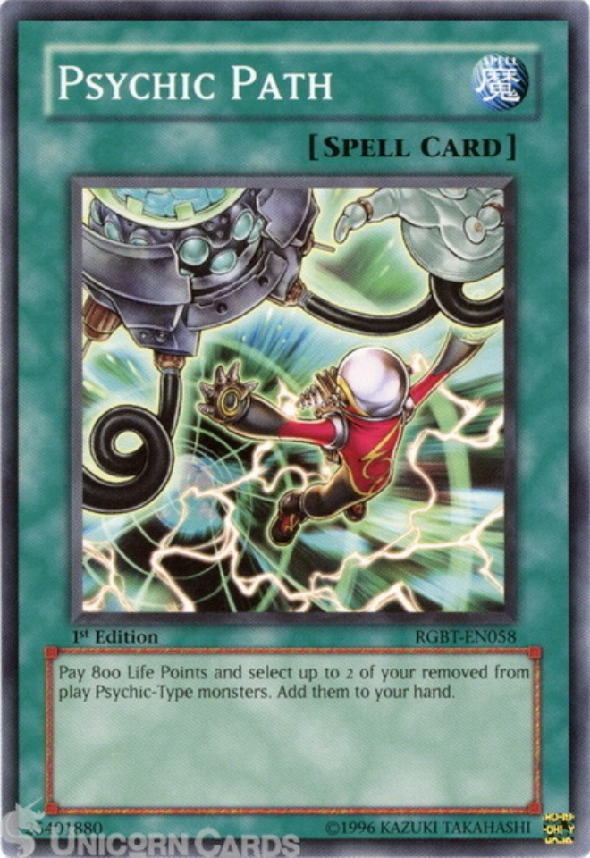 RGBT-EN058 Psychic Path :: Common 1st Edition Mint YuGiOh Card:: Unicorn  Cards - YuGiOh!, Pokemon, Digimon and MTG TCG Cards for Players and  Collectors.