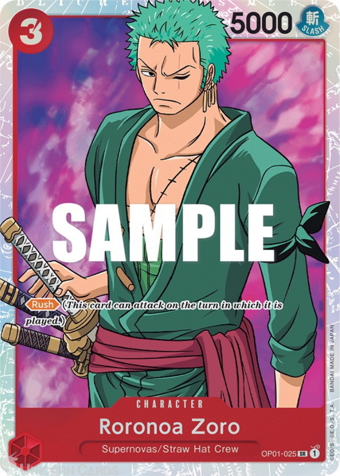 OP01-025 Roronoa Zoro Super Rare One Piece TCG Card:: Unicorn Cards ...