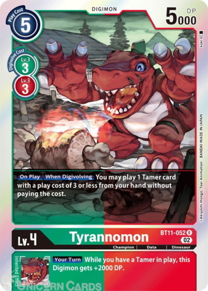 BT11052 Tyrannomon Rare BT11 Dimensional Phase Mint Digimon