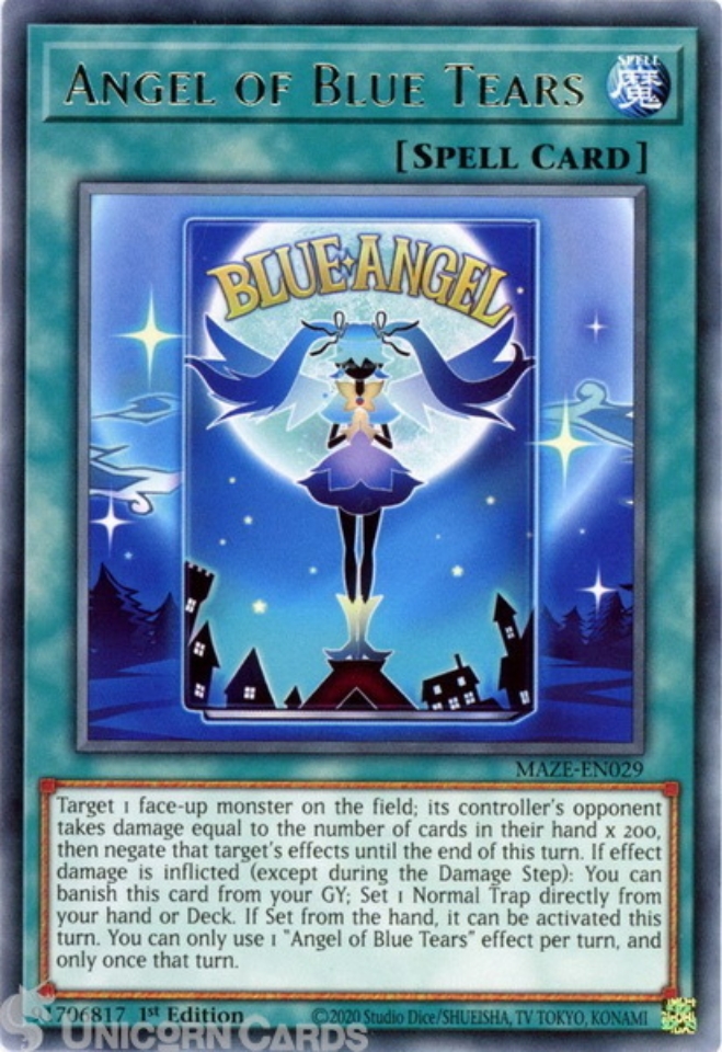 MAZEEN029 Angel of Blue Tears Rare 1st Edition Mint YuGiOh