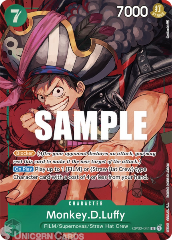 OP02-041 Monkey.D.Luffy Rare Alternative Art One Piece TCG Card