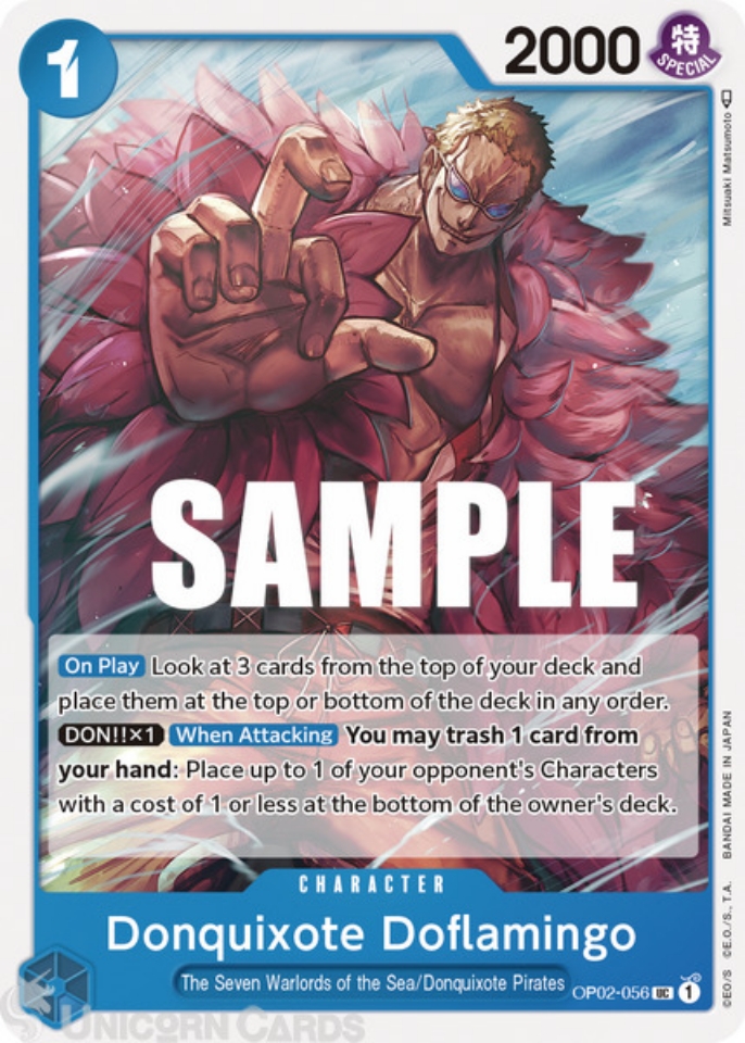 OP02056 Donquixote Doflamingo One Piece TCG Card Unicorn