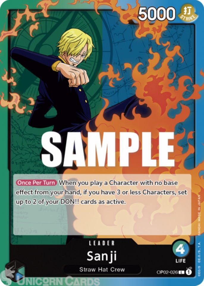 OP02026 Sanji Leader One Piece TCG Card Unicorn Cards YuGiOh