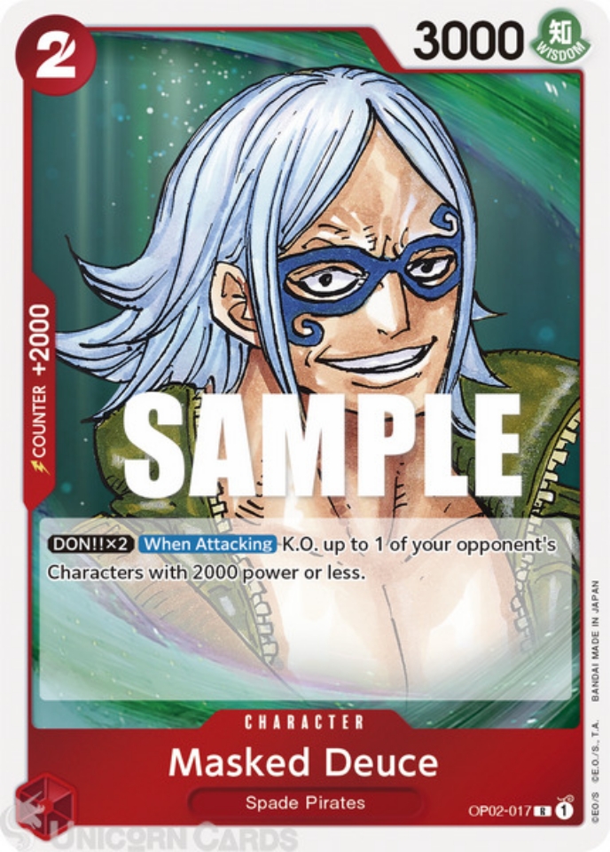 OP02-017 Masked Deuce Rare One Piece TCG Card:: Unicorn Cards - YuGiOh ...