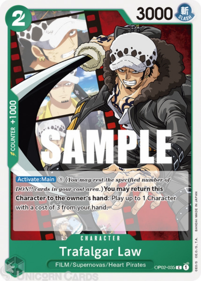 OP02035 Trafalgar Law Common One Piece TCG Card Unicorn Cards YuGiOh!, Pokemon, Digimon and