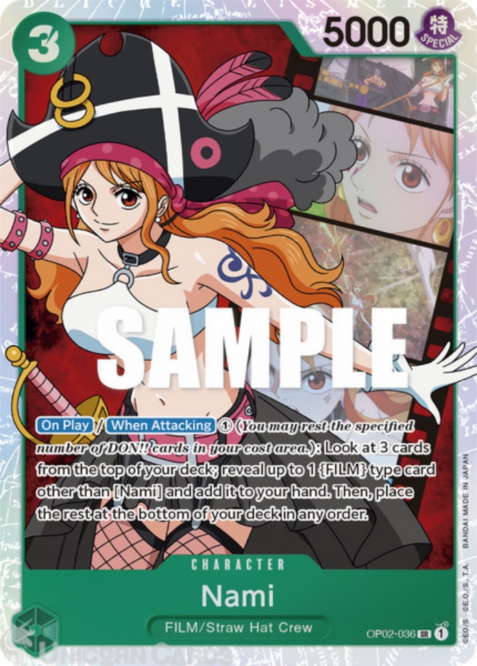 OP02036 Nami Super Rare One Piece TCG Card Unicorn Cards YuGiOh!, Pokemon, Digimon and MTG