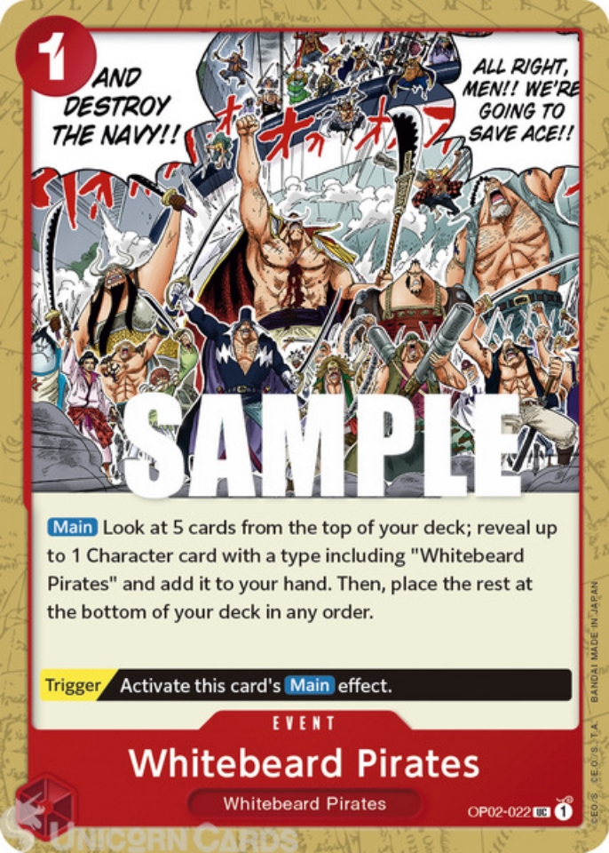 OP02-022 Whitebeard Pirates Uncommon One Piece TCG Card:: Unicorn