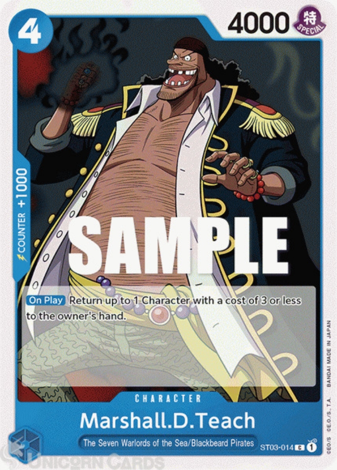 ST03014 Marshall.D.Teach Common One Piece TCG Card Unicorn Cards YuGiOh!, Pokemon, Digimon