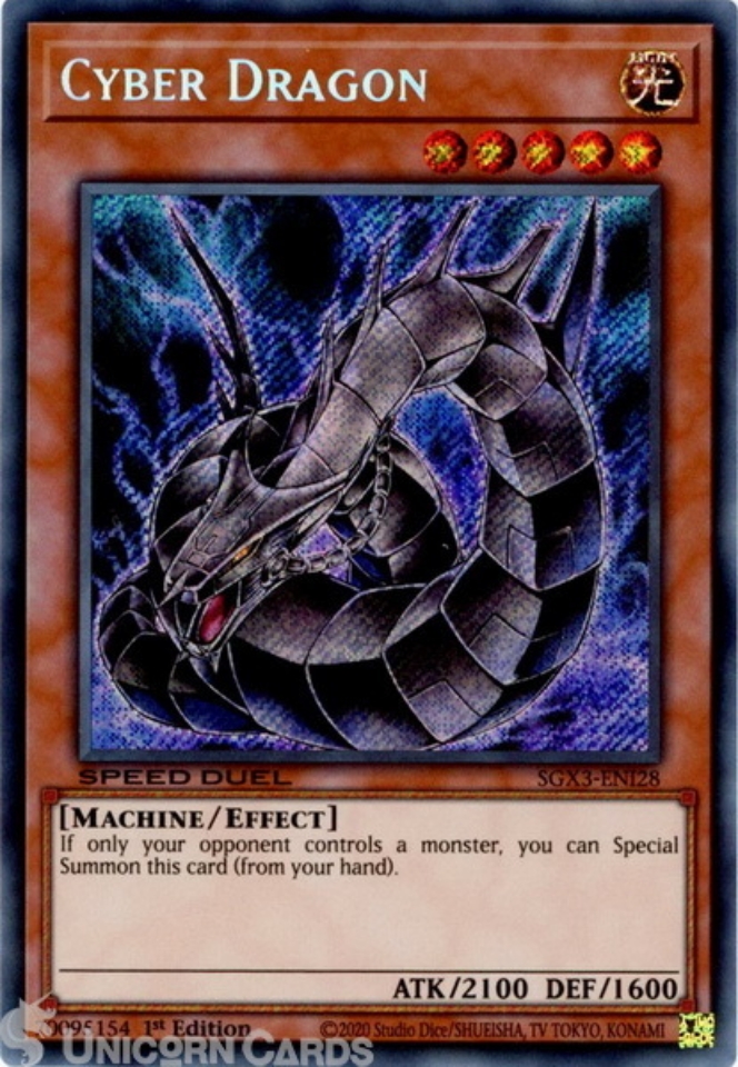 SGX3-ENI28 Cyber Dragon :: Secret Rare 1st Edition Mint YuGiOh Card ...