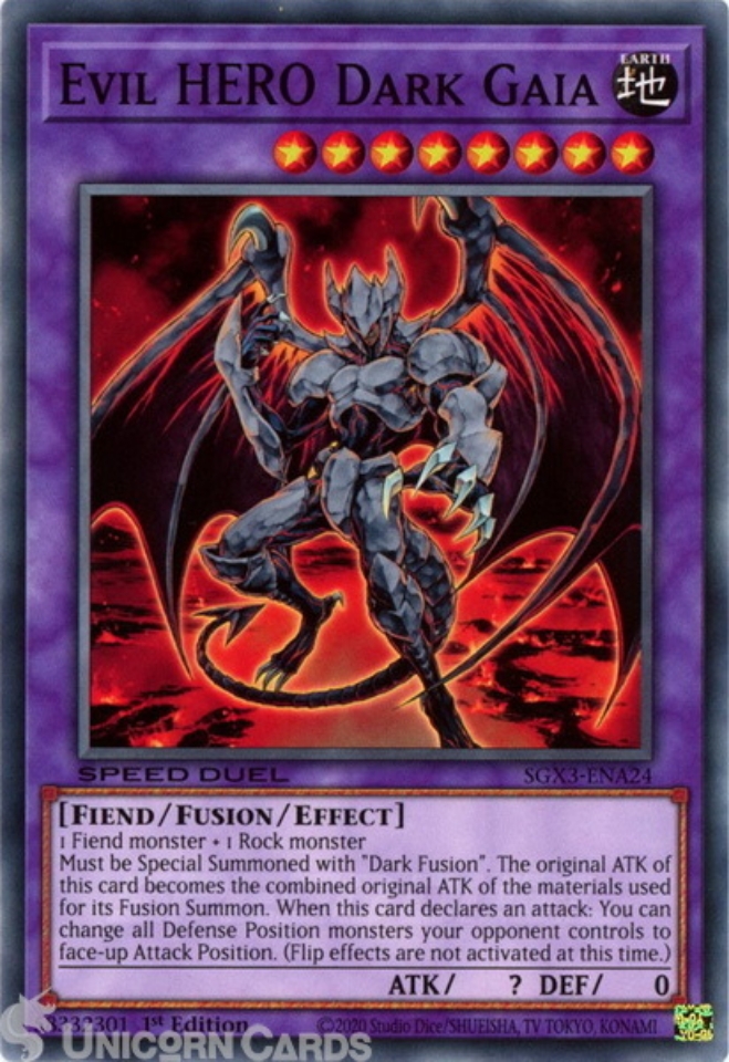 SGX3ENA24 Evil HERO Dark Gaia Common 1st Edition Mint YuGiOh Card
