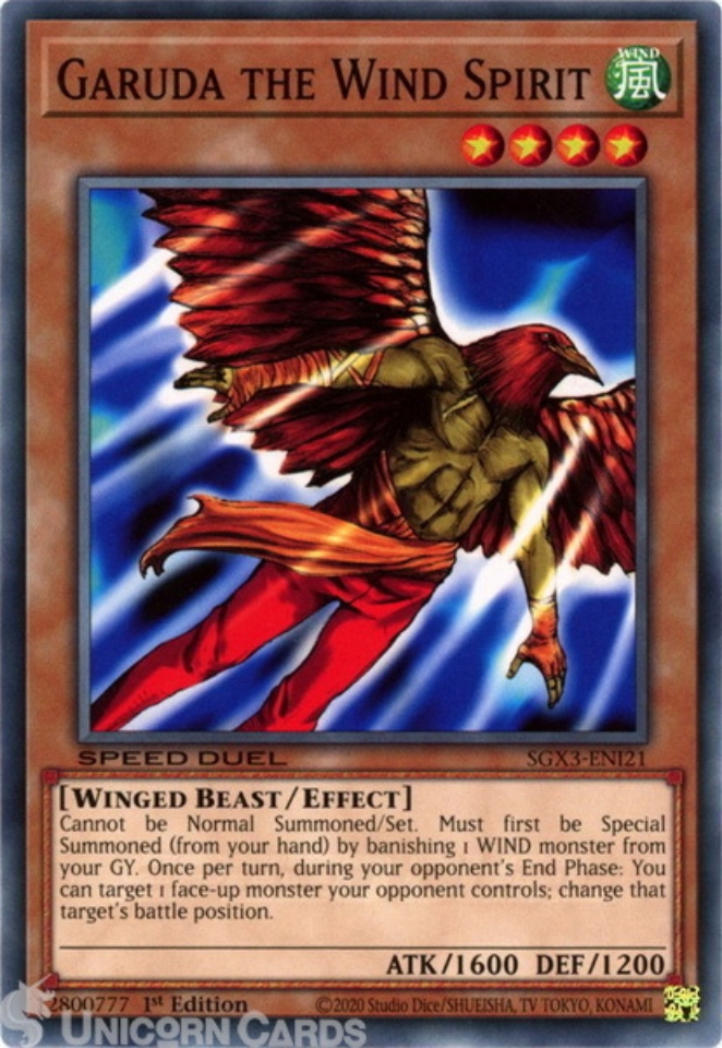 SGX3-ENI21 Garuda the Wind Spirit :: Common 1st Edition Mint YuGiOh ...