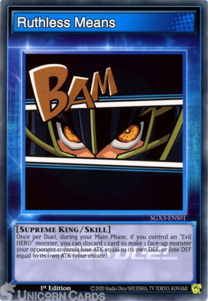 SGX3ENS01 Ruthless Means Common Skill Card 1st Edition Mint YuGiOh