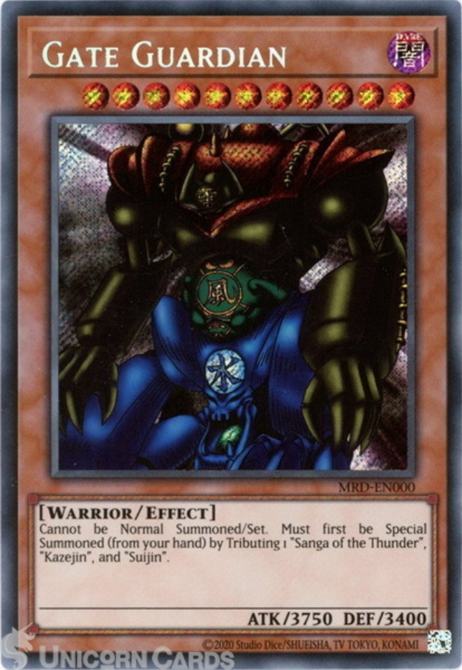 MRDEN000 Gate Guardian Secret Rare 25th Anniversary Edition Mint YuGiOh Card Unicorn Cards
