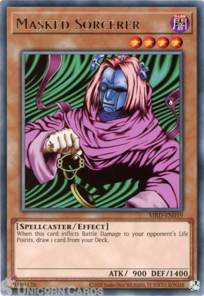 MRDEN019 Masked Sorcerer Rare 25th Anniversary Edition Mint YuGiOh Card Unicorn Cards