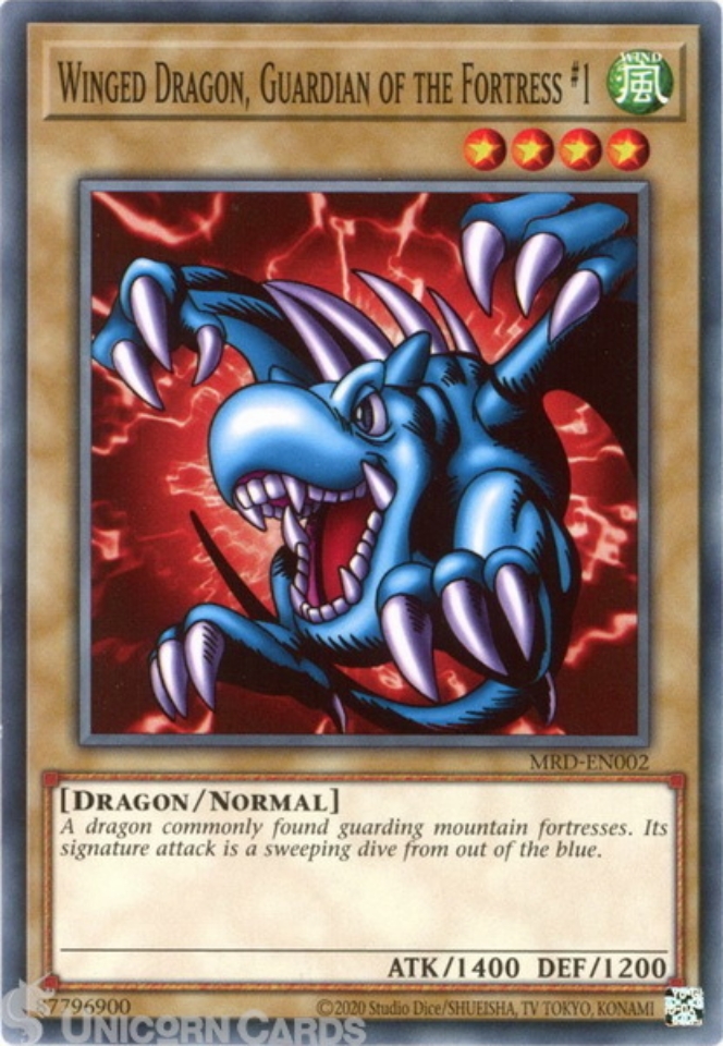 MRDEN002 Winged Dragon, Guardian of the Fortress 1 Common 25th Anniversary Edition Mint