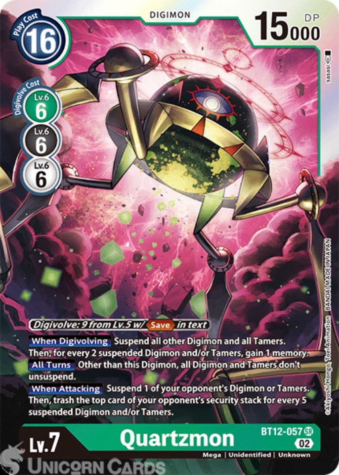 BT12 057 Quartzmon Super Rare Digimon Card BT12 Across Time 
