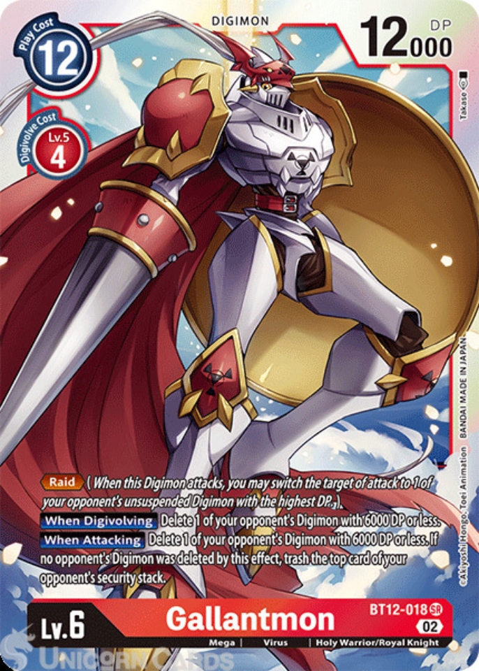 BT12018 Gallantmon Super Rare Digimon Card BT12 Across Time