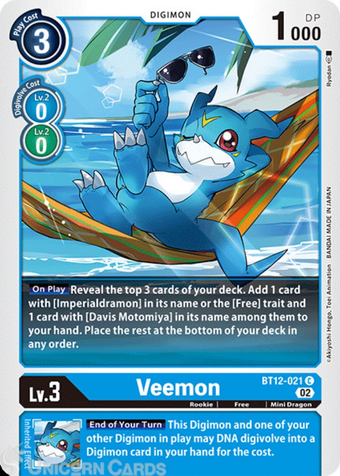BT12-021 Veemon :: Common Digimon Card :: BT12: Across Time ...