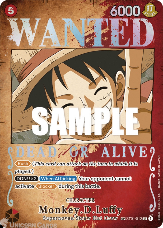 St Monkey D Luffy Wanted Poster Super Rare One Piece Tcg