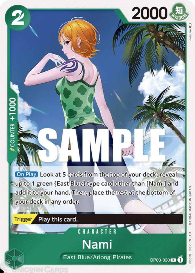 OP03030 Nami Rare One Piece TCG Card OP03 Pillars of Strength Unicorn Cards