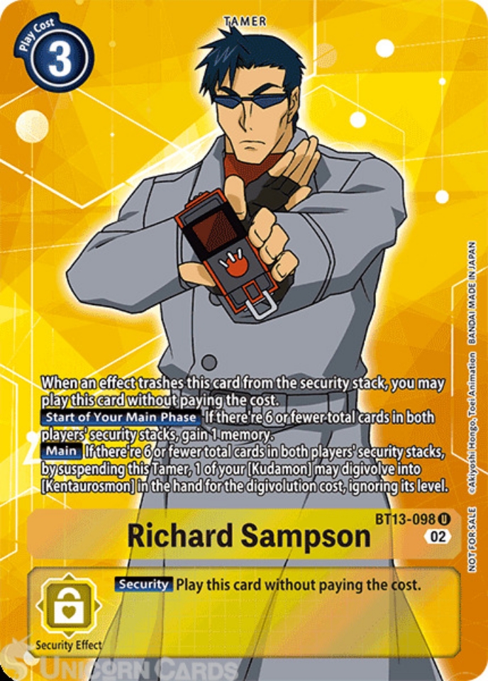 BT13098 Richard Sampson Box Topper Digimon Card BT13