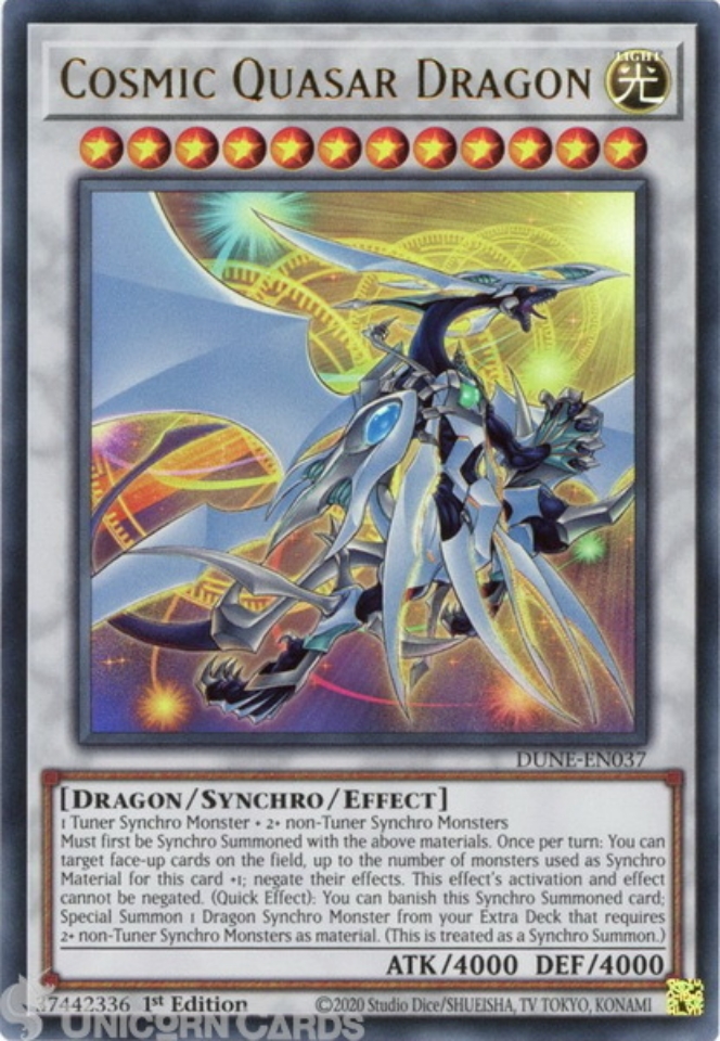 DUNEEN037 Cosmic Quasar Dragon Ultra Rare 1st Edition Mint YuGiOh