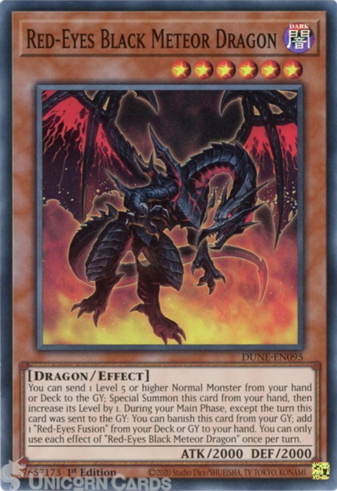 DUNE-EN095 Red-Eyes Black Meteor Dragon :: Super Rare 1st Edition Mint ...