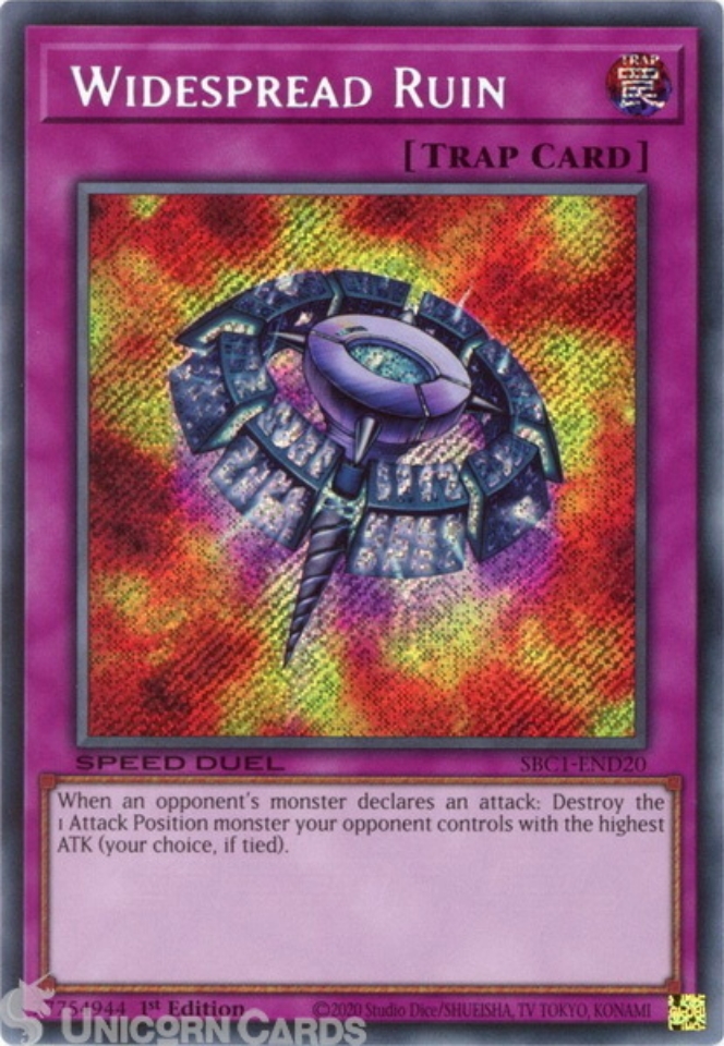 SBC1-END20 Widespread Ruin :: Secret Rare 1st Edition YuGiOh Card:: Unicorn  Cards - YuGiOh!, Pokemon, Digimon and MTG TCG Cards for Players and  Collectors.