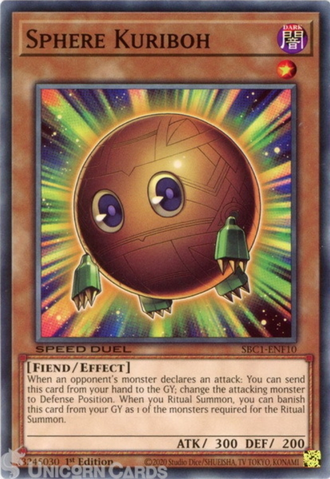 SBC1ENF10 Sphere Kuriboh Common 1st Edition YuGiOh Card Unicorn