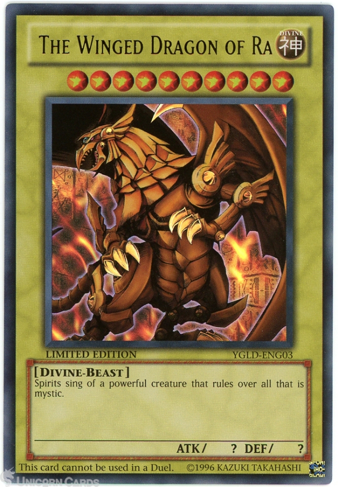 YGLD-ENG03 The Winged Dragon of Ra Ultra Rare Limited Edition (2015) Mint YuGiOh  Card:: Unicorn Cards - YuGiOh!, Pokemon, Digimon and MTG TCG Cards for  Players and Collectors.