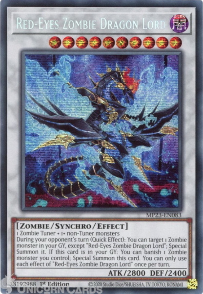 Mp23-en083 Red-eyes Zombie Dragon Lord :: Prismatic Secret Rare 1st 