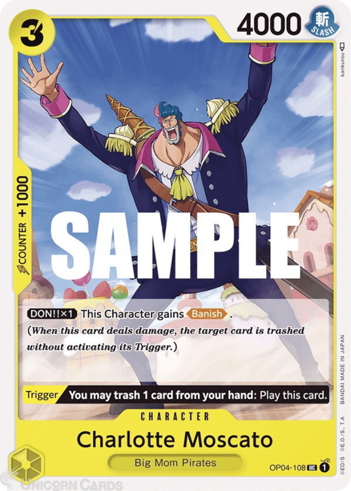 OP04108 Charlotte Moscato One Piece TCG Card Unicorn