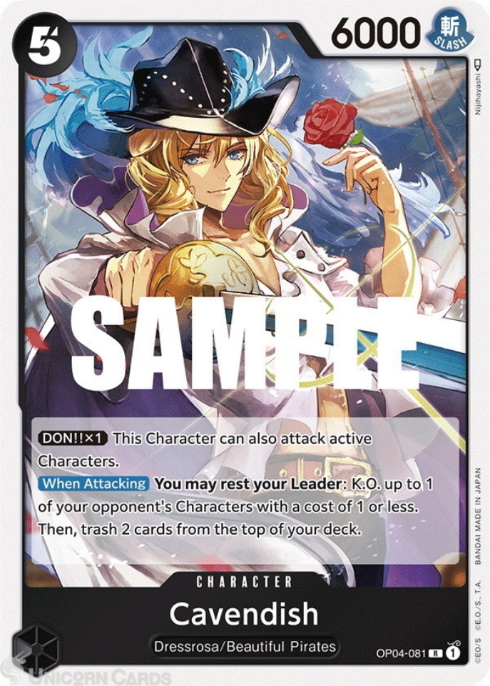 OP04081 Cavendish Rare One Piece TCG Card Unicorn Cards YuGiOh
