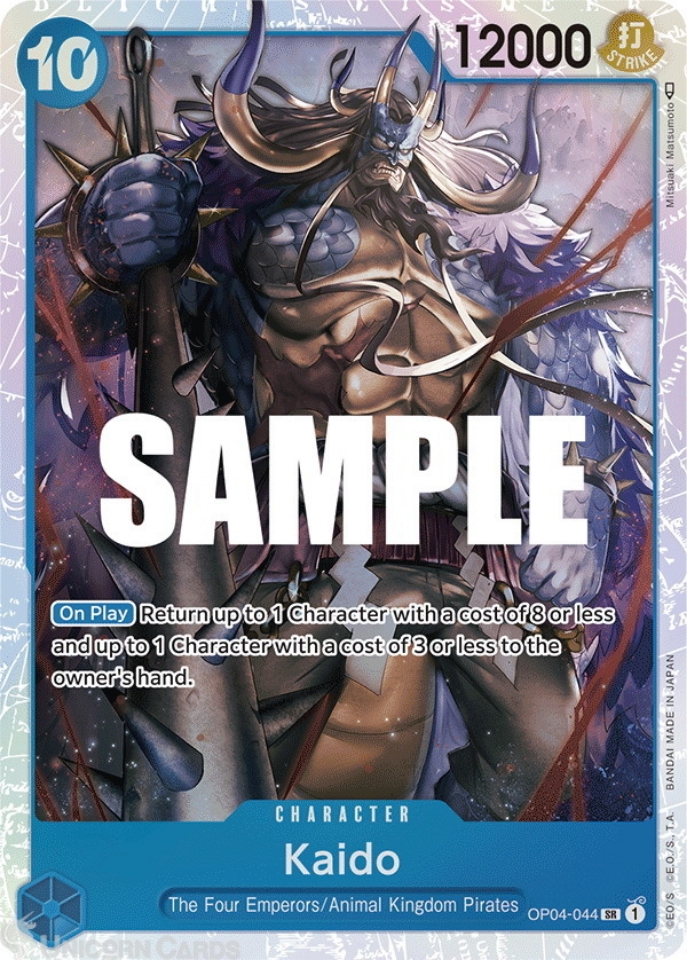 OP04044 Kaido Super Rare One Piece TCG Card Unicorn Cards