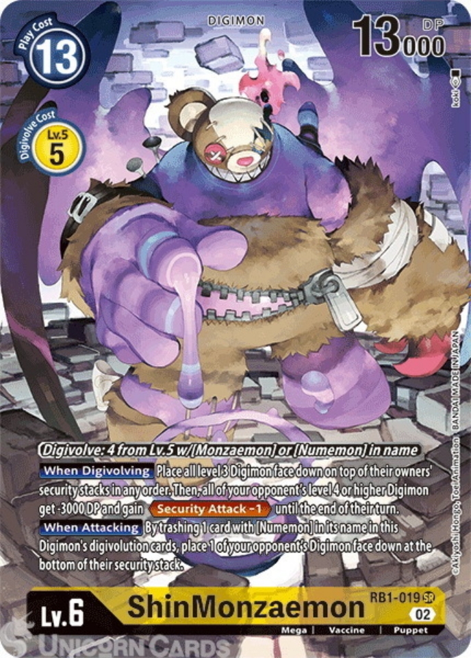 RB1-019 ShinMonzaemon :: Super Rare Alternative Art Digimon Card