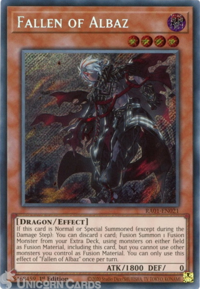 RA01-EN021 Fallen of Albaz :: Secret Rare 1st Edition YuGiOh Card ...